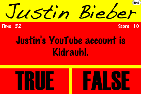 Screenshot True or False – Justin Bieber Screenshot True or False – Justin Bieber